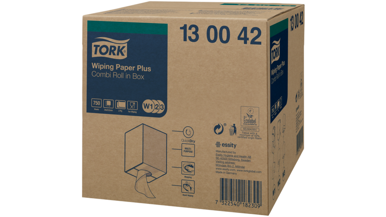 Poetspapier Tork Wiping Plus Combi W1/2/3 multifunctioneel 255m wit 130042