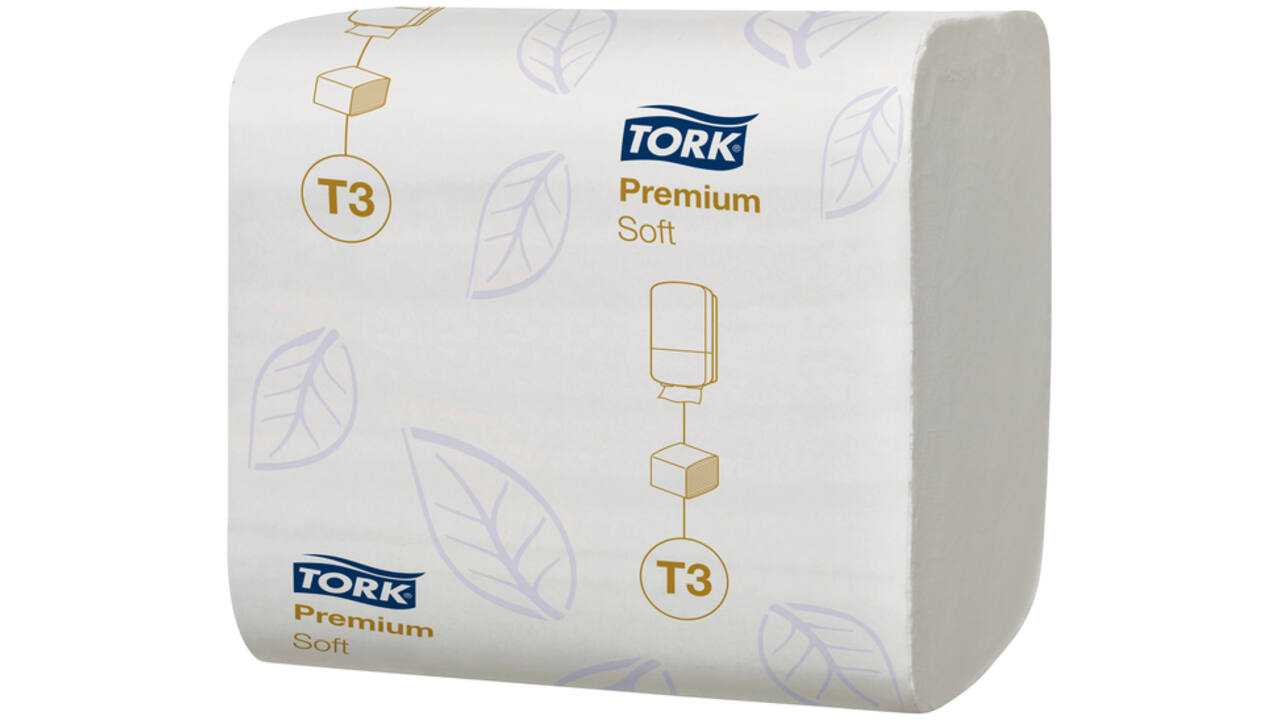 Toiletpapier Tork T3 gevouwen Premium Soft 2-laags 30x252vel 114273