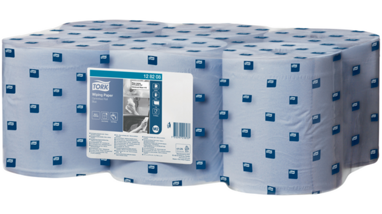 Poetspapier Tork M2 Advanced 1-laags 320m blauw 128208