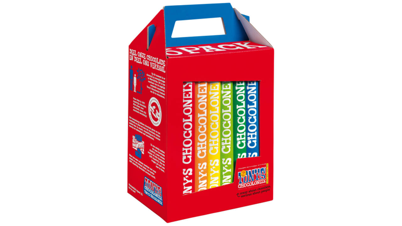 Chocolade Tony's Chocolonely Rainbowpack Classic 6 repen à 180gr