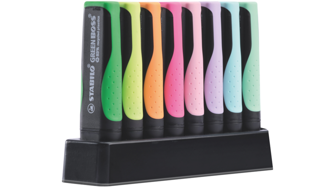 Markeerstift STABILO GREEN BOSS 6070/8 pastel assorti deskset à 8 stuks