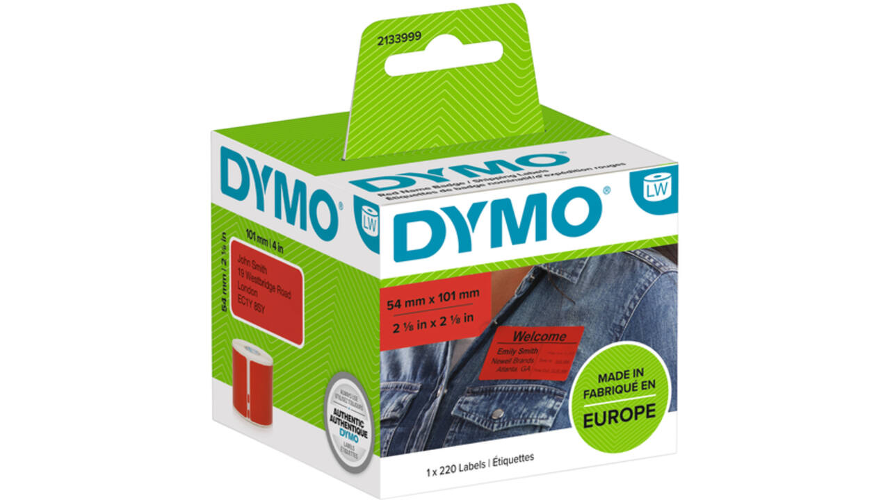 Etiket Dymo LabelWriter naamkaart 54x101mm 1 rol á 220 stuks rood