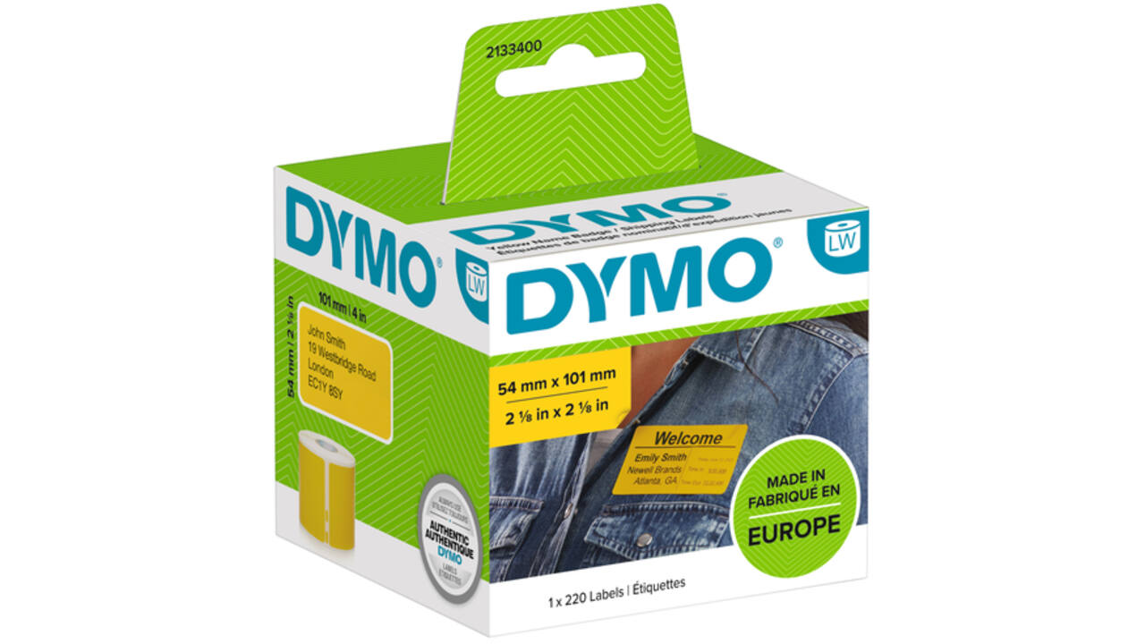 Etiket Dymo LabelWriter naamkaart 54x101mm 1 rol á 220 stuks geel