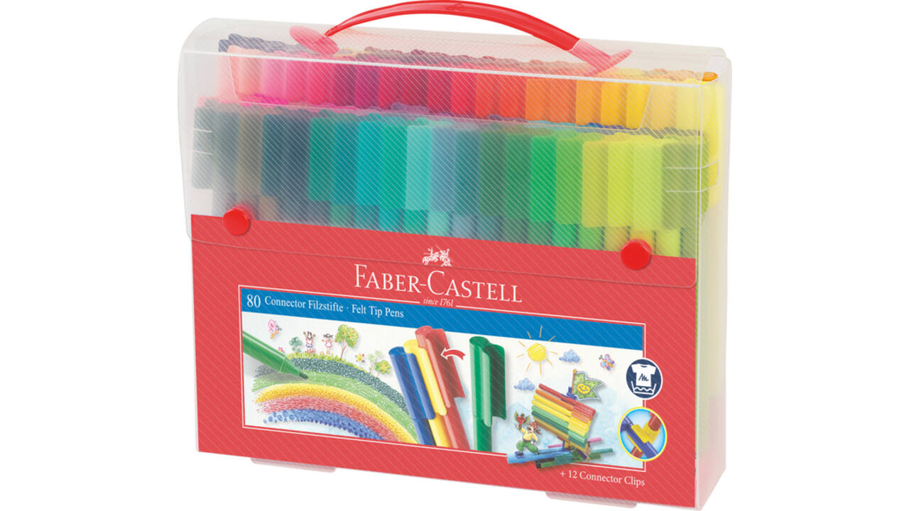 Kleurstift Faber-Castell Connector assorti cadeauset à 80 stuks