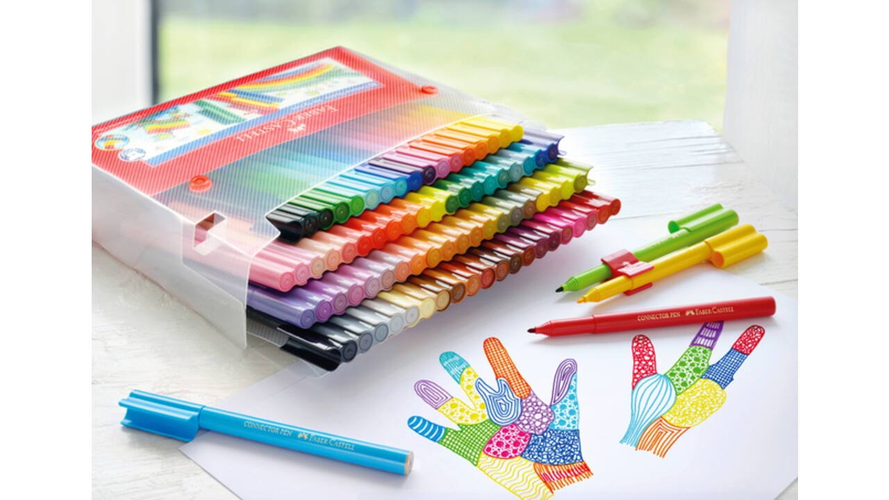 Kleurstift Faber-Castell Connector assorti cadeauset à 80 stuks