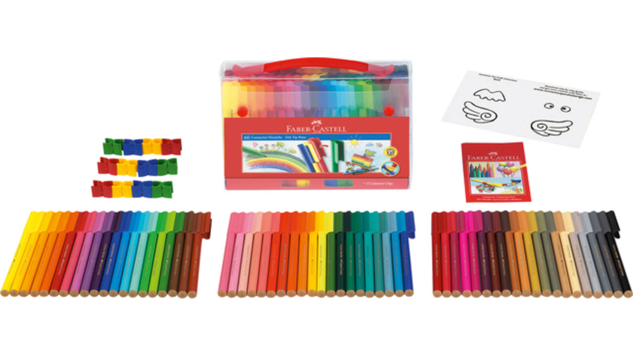 Kleurstift Faber-Castell Connector assorti koffer à 60 stuks