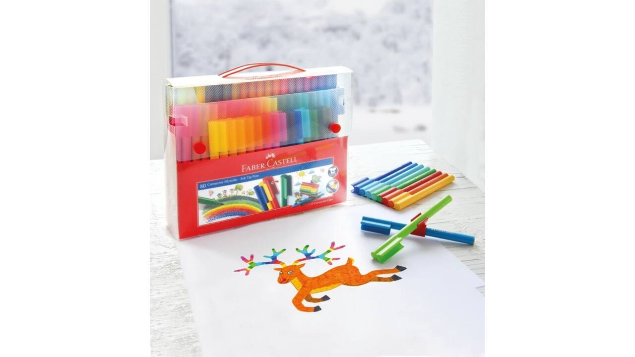 Kleurstift Faber-Castell Connector assorti koffer à 60 stuks