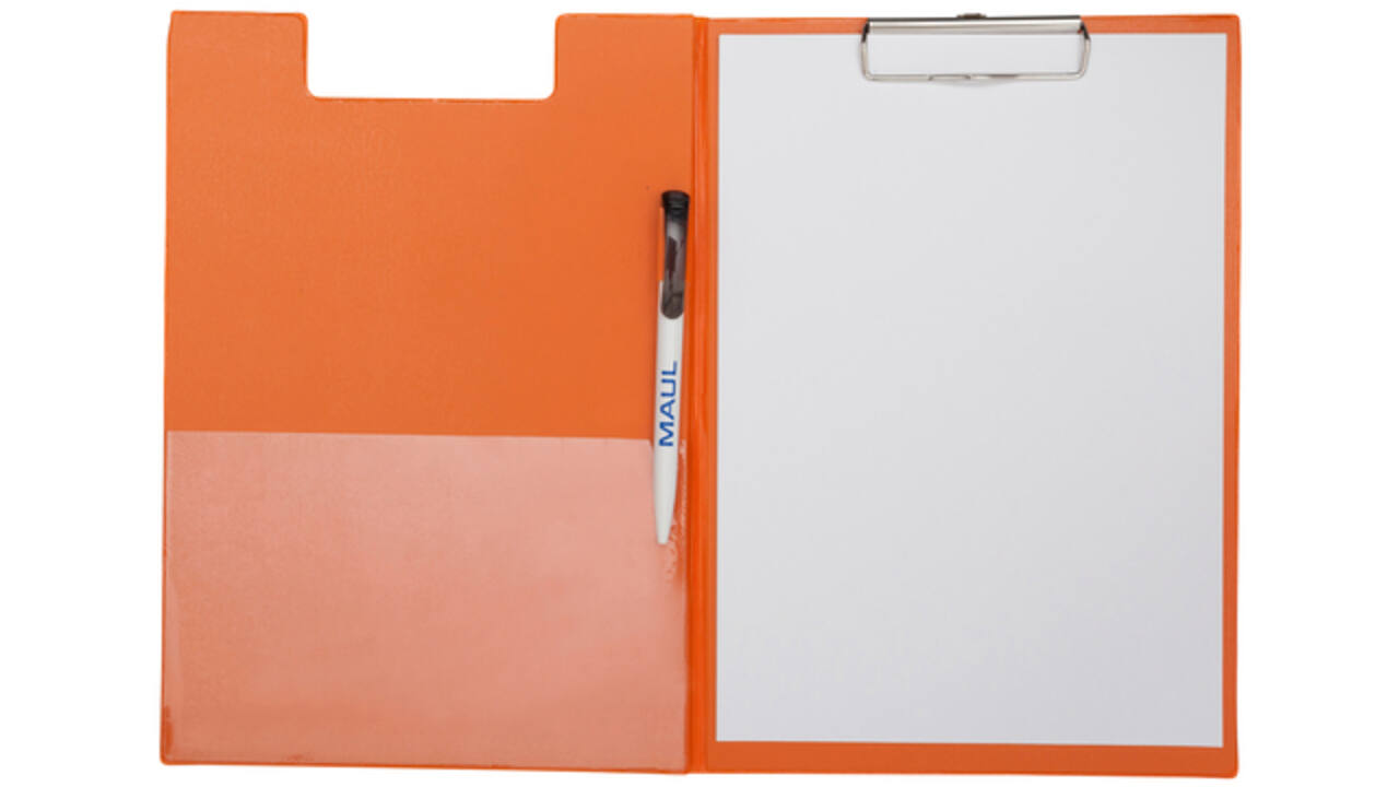 Klembordmap MAUL A4 staand met penlus PVC neon oranje