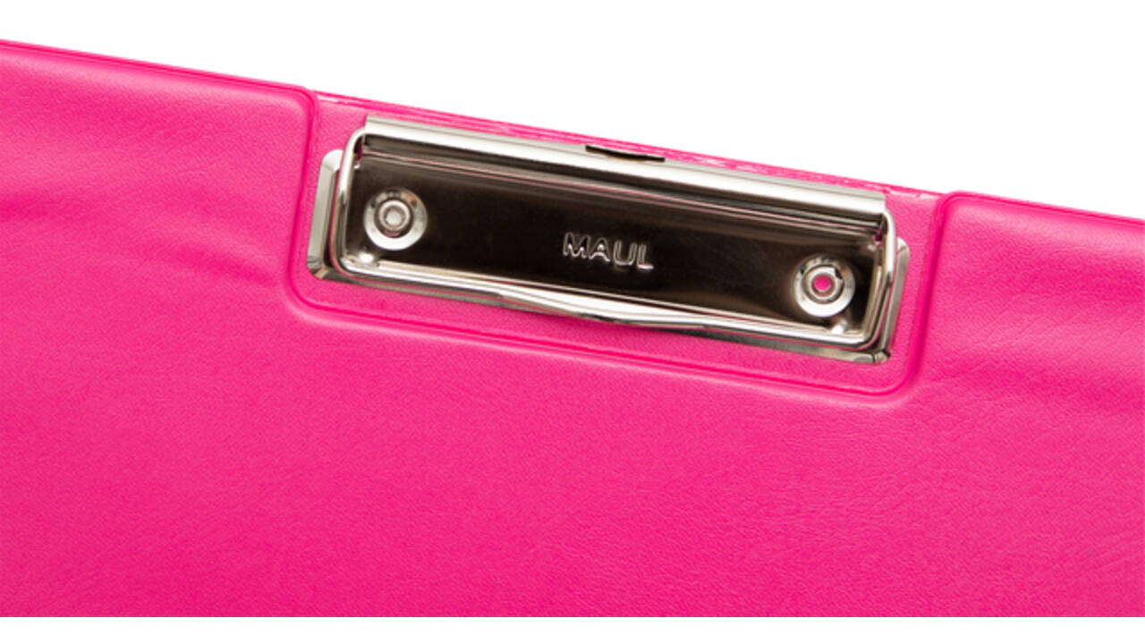 Klembordmap MAUL A4 staand met penlus PVC neon roze