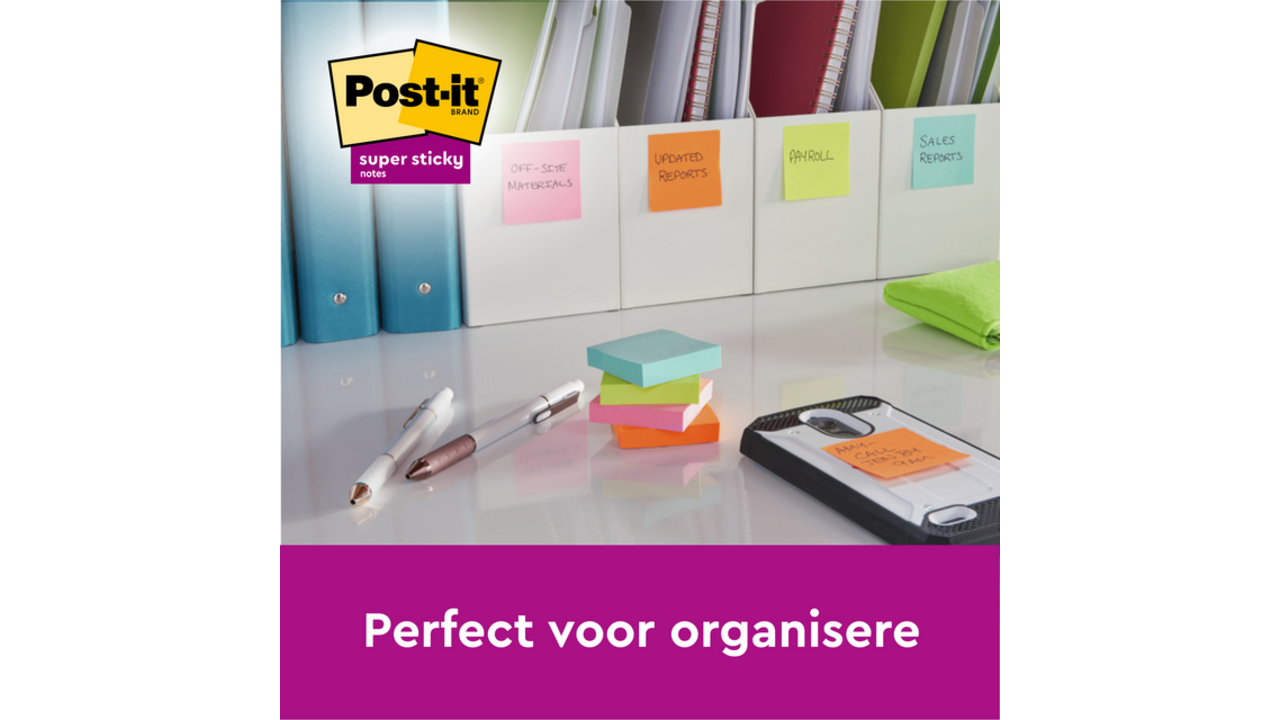 Memoblok Post-it Super Sticky 654 76x76mm color