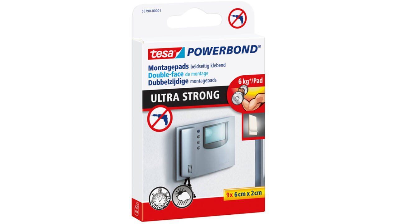 Montage pad tesa® Powerbond Ultra Strong dubbelzijdig 2x6cm 9 stuks