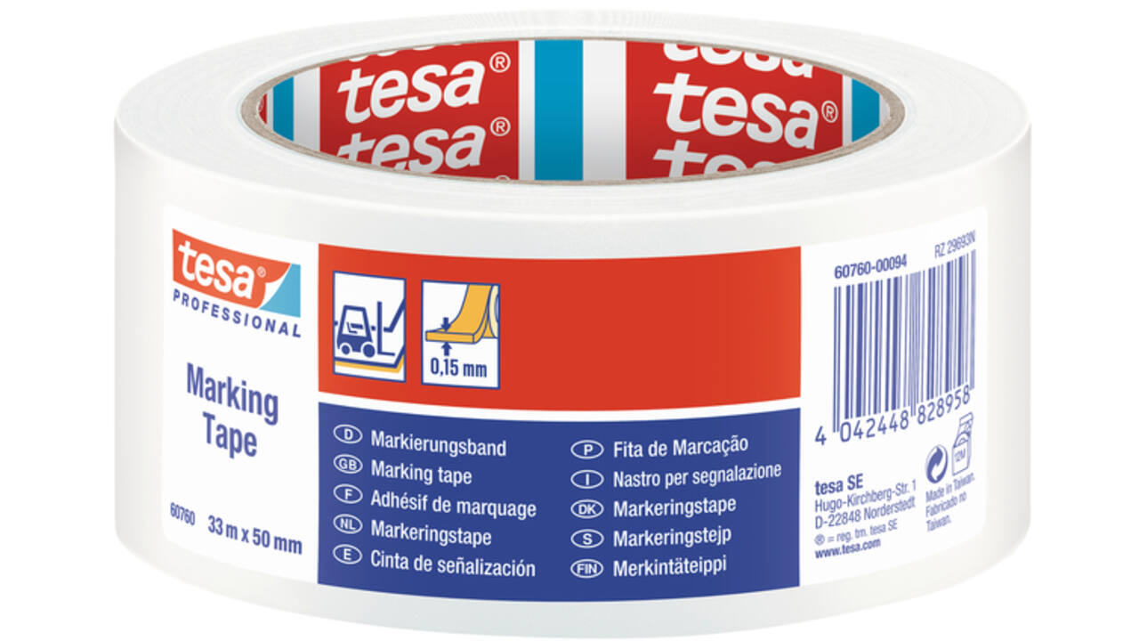 Markeringstape Tesa 60760 PVC 50mmx33m wit