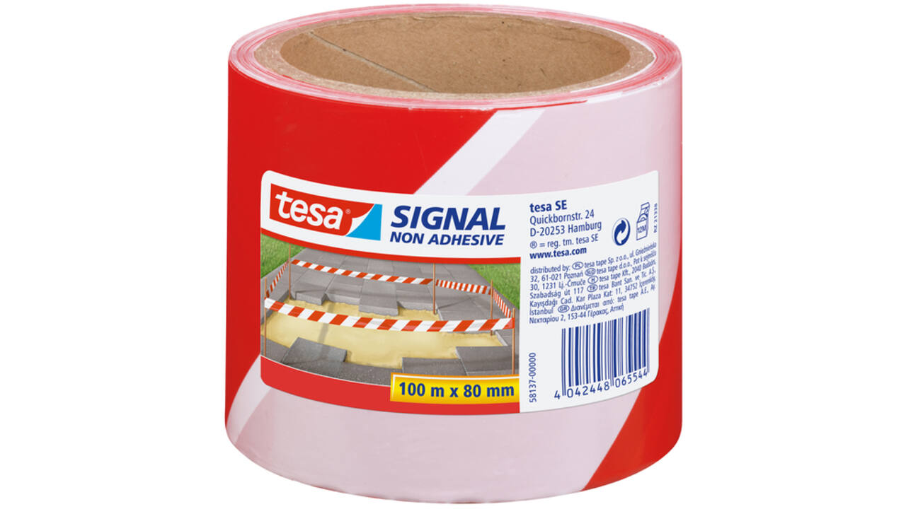 Waarschuwings- en markeerlint tesa® Signal 100mx80mm rood-wit