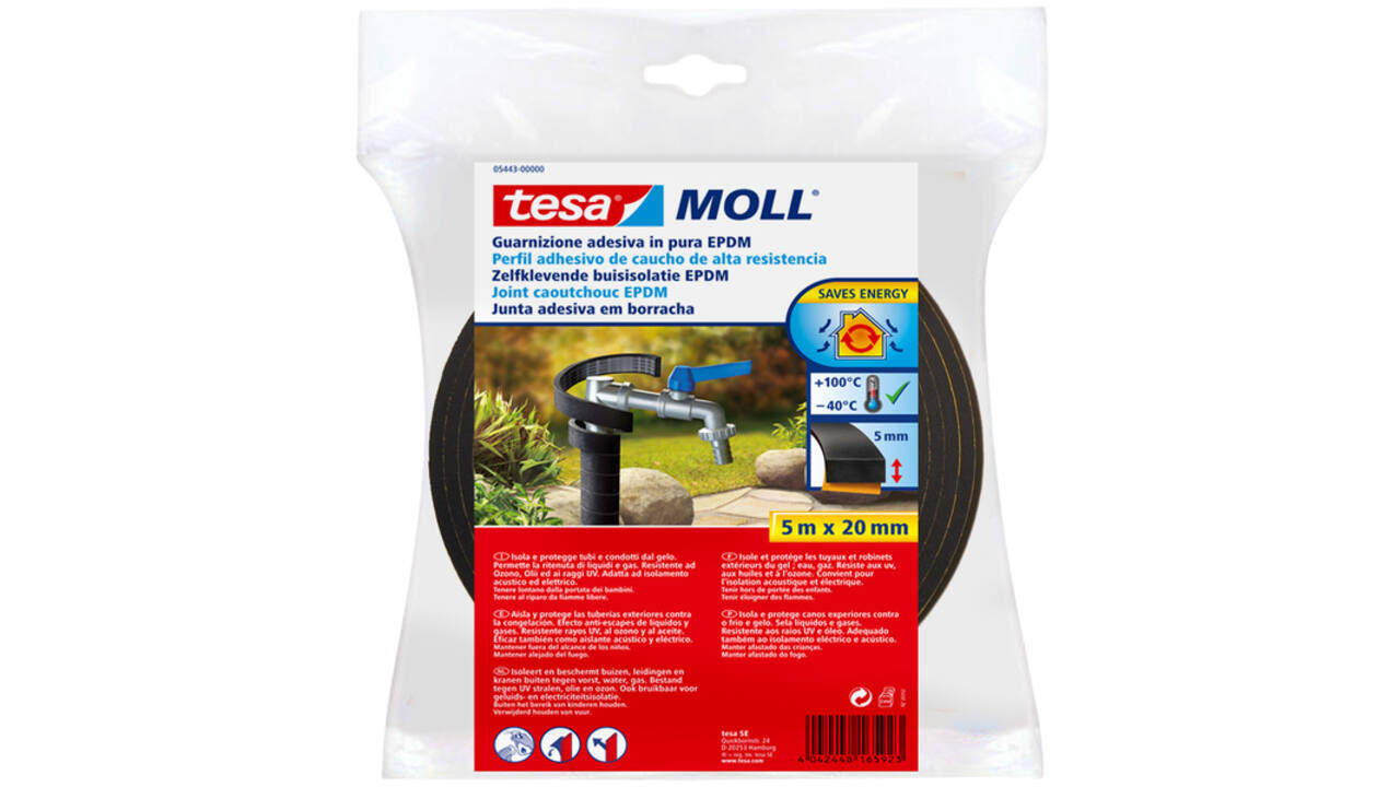 Buisisolatie tesamoll® Zelfklevend 5mx20mm zwart