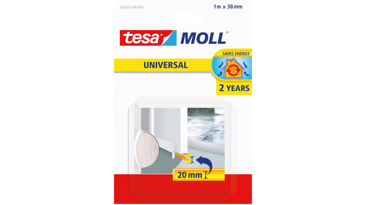 Tochtstrips tesamoll® Universal Zelfklevend tbv deur 1mx38mm wit