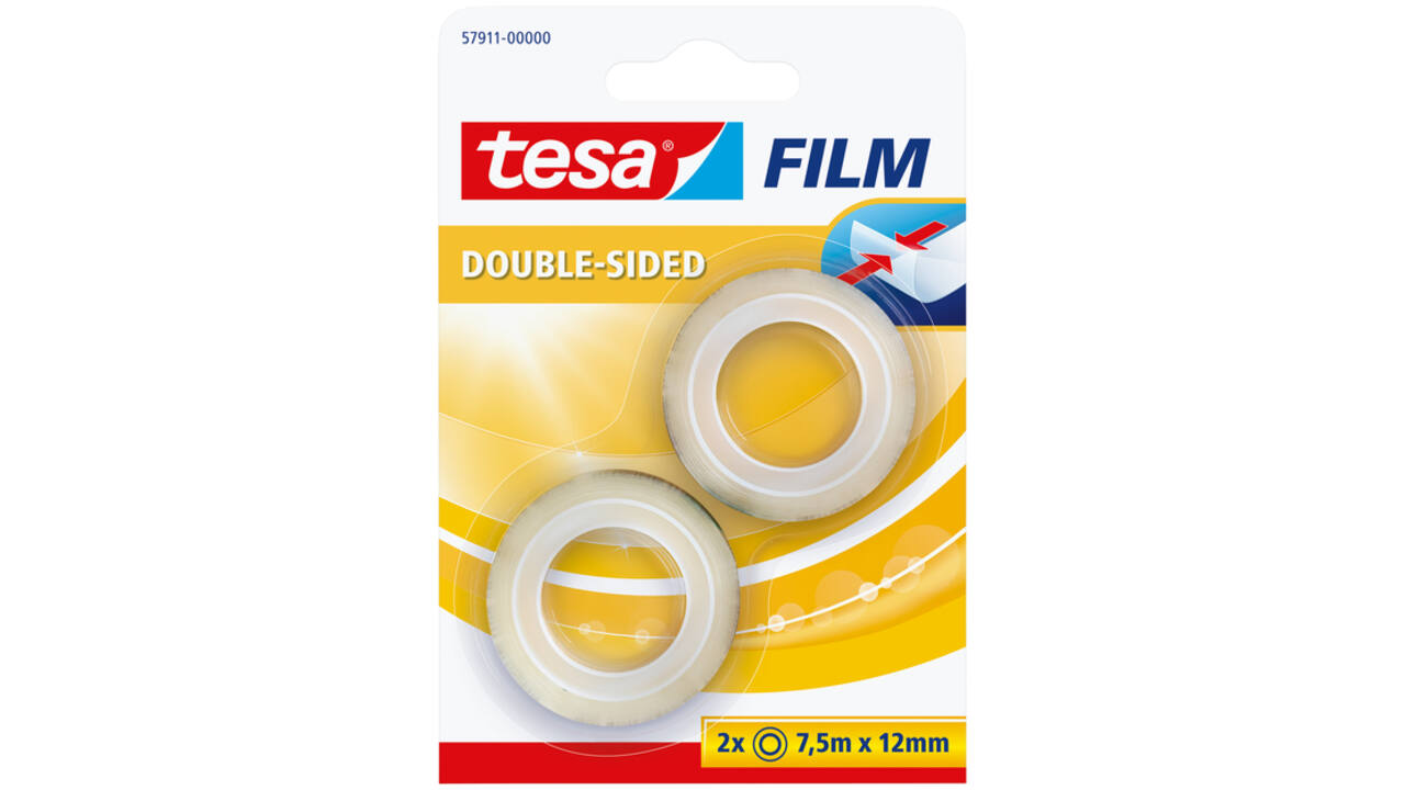 Tape tesafilm® dubbelzijdig 7.5mx12mm transparant 2 rollen