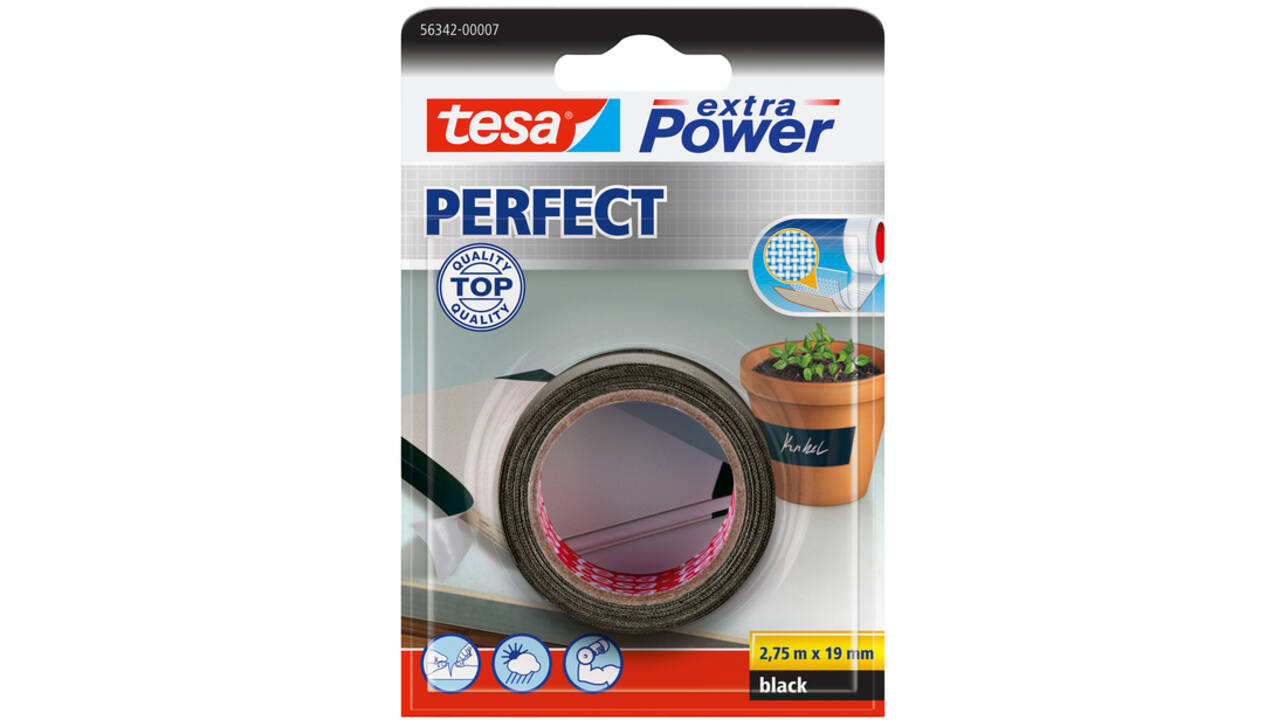 Reparatietape tesa® extra Power Perfect 2.75mx19mm zwart