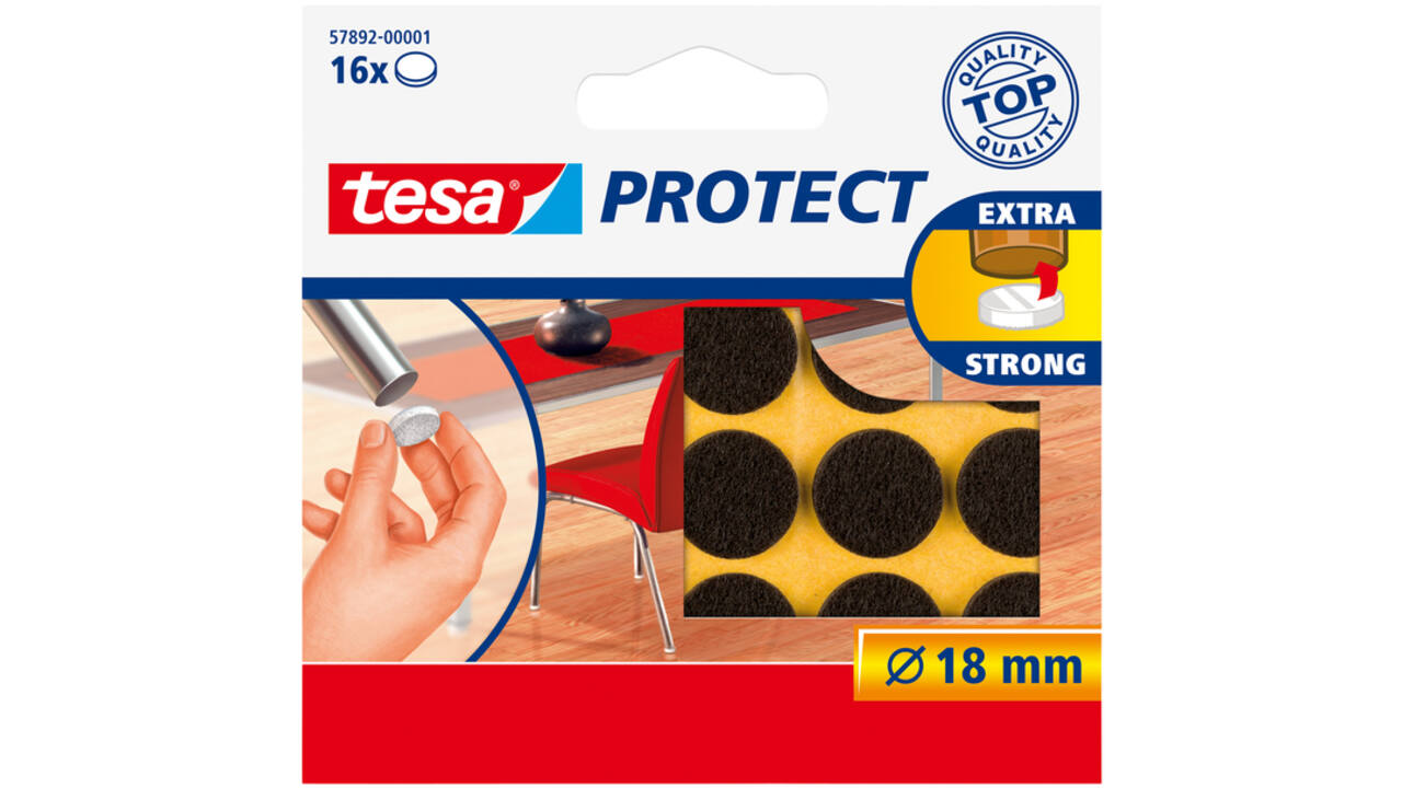 Beschermvilt tesa® Protect anti-kras Ø18mm bruin 16 stuks