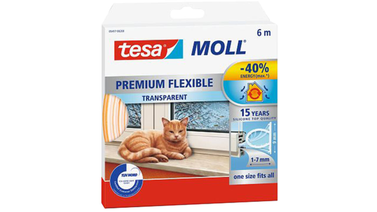 Tochtstrip tesamoll® Premium Flexible siliconen 6mx9mm transparant