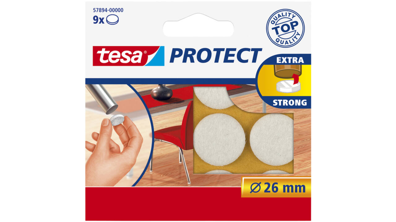 Beschermvilt tesa® Protect anti-kras Ø26mm wit 12 stuks