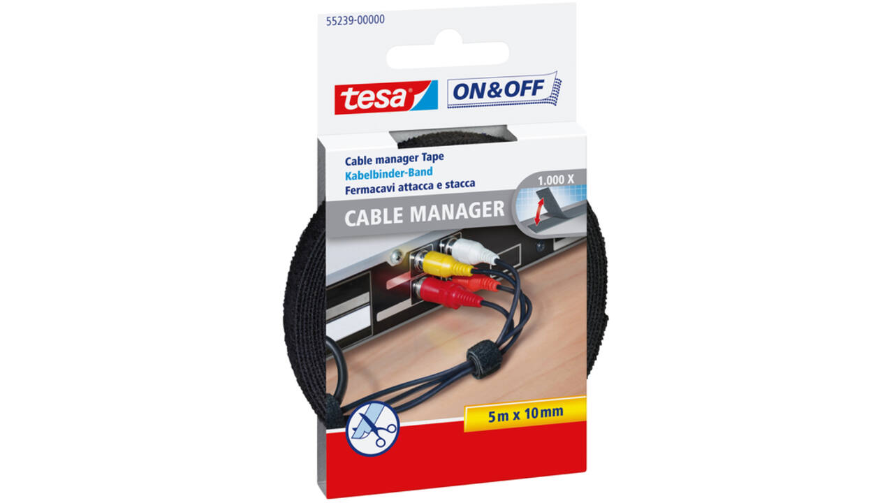 Kabelmanager tesa® On & Off bundelen 5mx10mm zwart