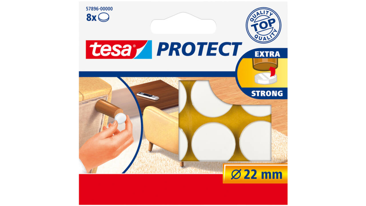 Beschermvilt tesa® Protect anti-kras Ø22mm wit 12 stuks