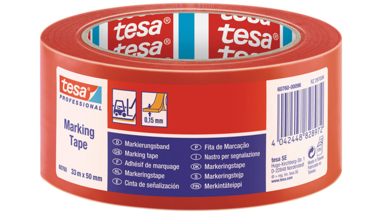 Markeringstape Tesa 60760 PVC 50mmx33m rood