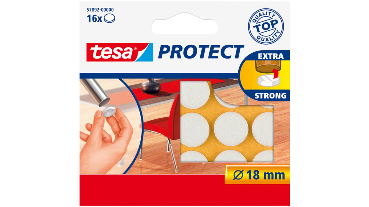 Beschermvilt tesa® Protect anti-kras Ø18mm wit 16 stuks