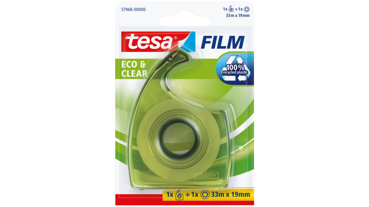 Plakband handdispenser tesafilm® Eco & Clear 33mx19mm transparant blister