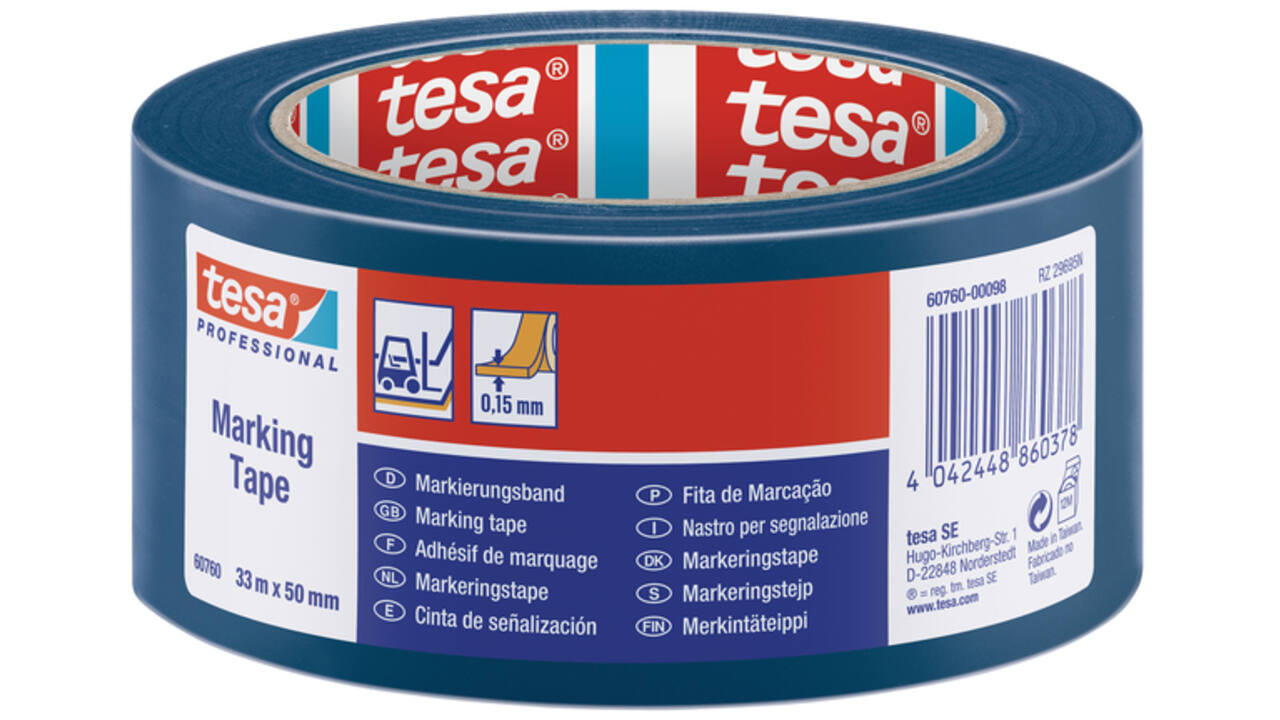 Markeringstape Tesa 60760 PVC 50mmx33m blauw