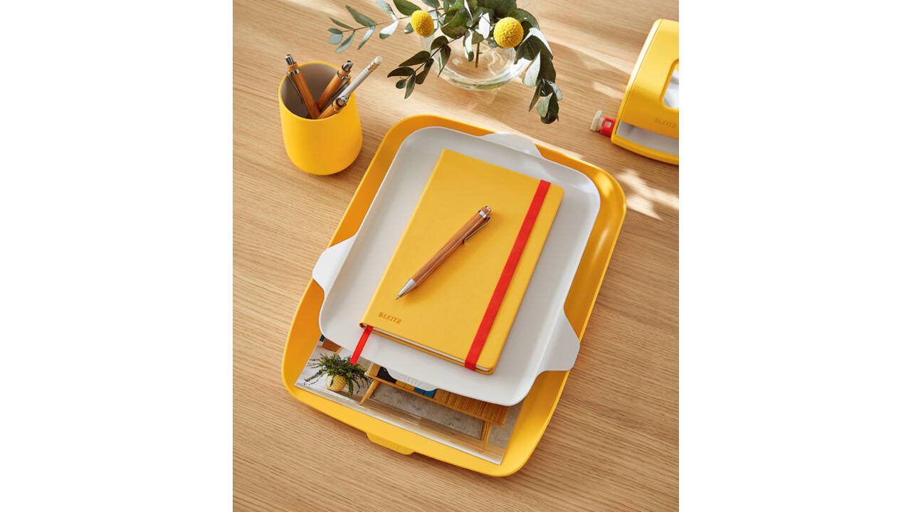 Brievenbak Leitz Cosy met desk organiser geel