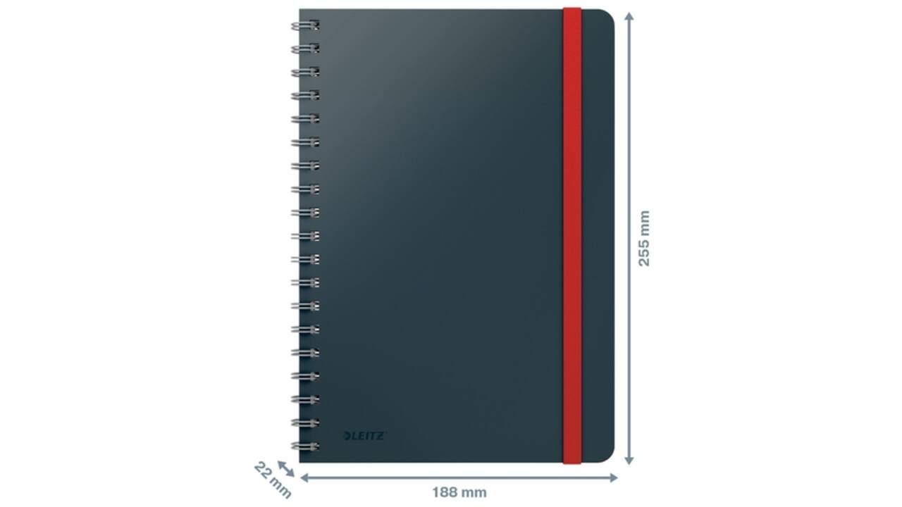 Notitieboek Leitz Cosy B5 160blz 100gr spiraal lijn grijs