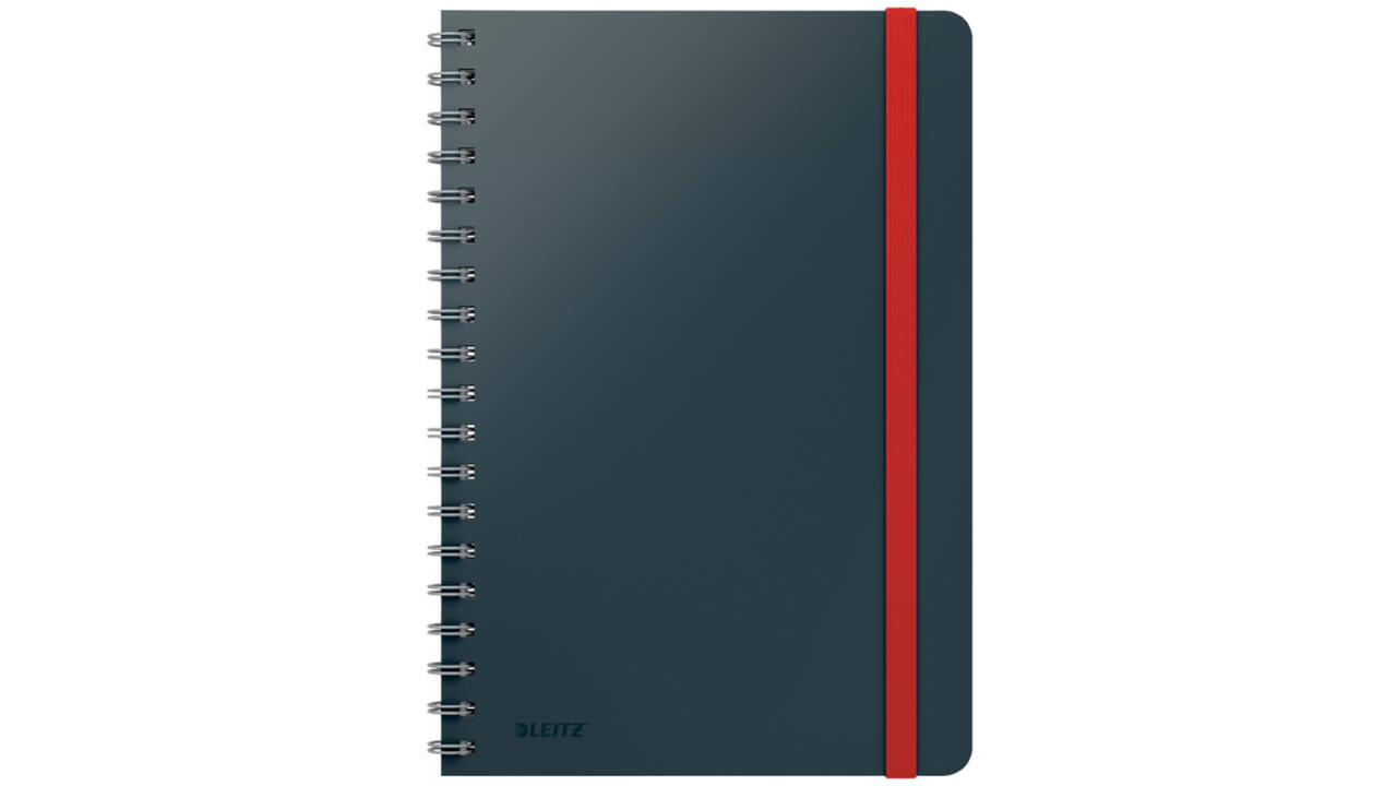 Notitieboek Leitz Cosy B5 160blz 100gr spiraal lijn grijs