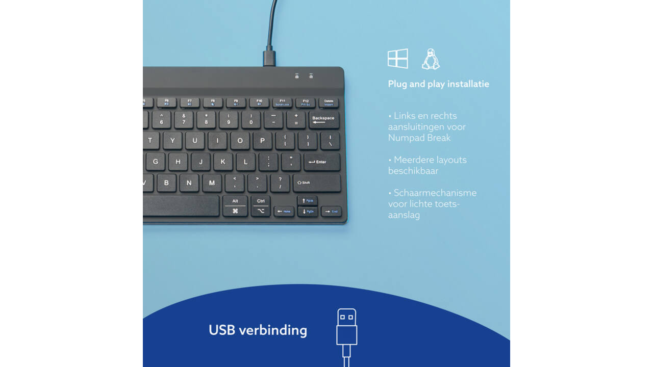 Toetsenbord R-Go Ergonomisch Compact Break QWERTY