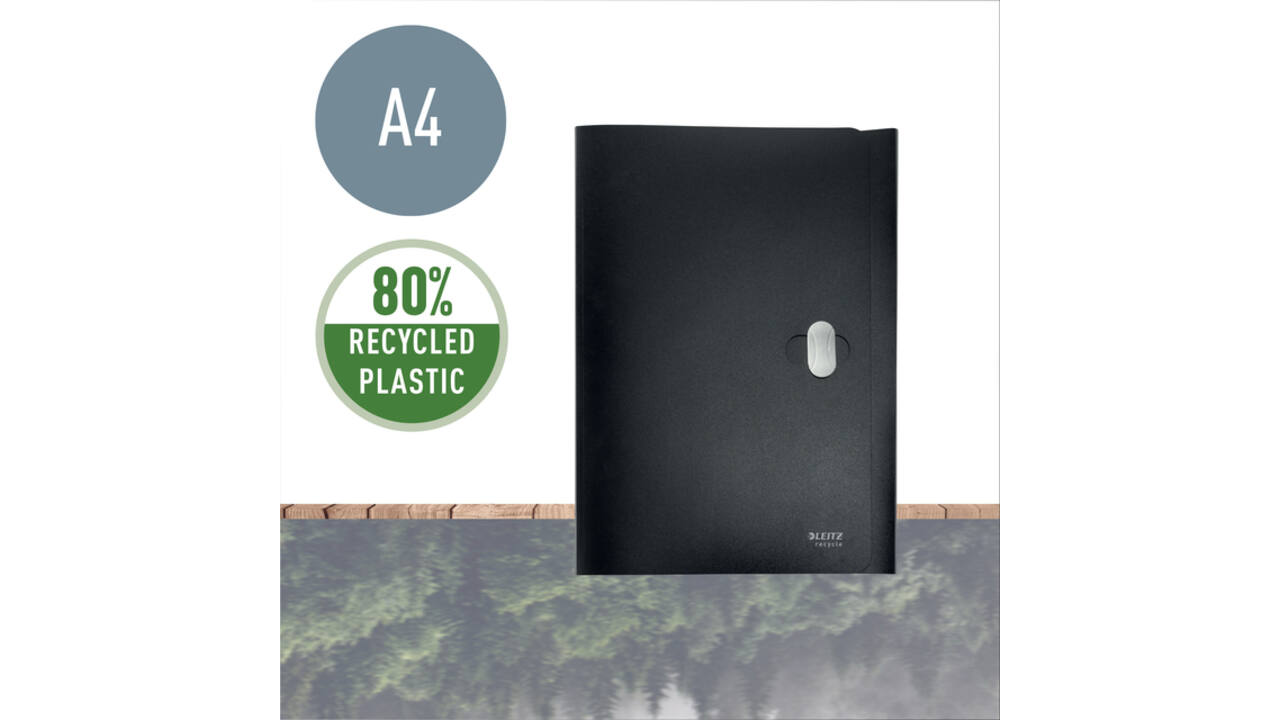 Documentenbox Leitz Recycle A4 PP zwart