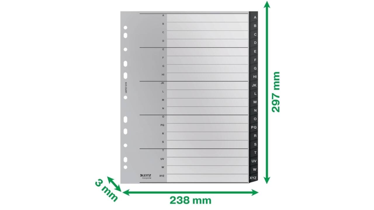 Tabblad Leitz Recycle A4 11-gaats A-Z extra breed PP