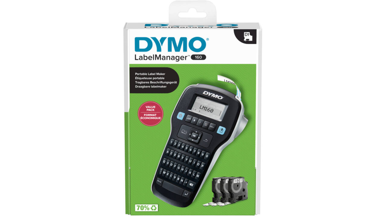 Labelprinter Dymo LabelManager 160 draagbaar azerty 12mm zwart valuepack