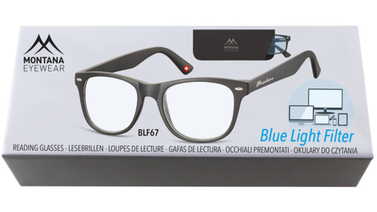 Leesbril Montana blue light filter +3.00 dpt zwart