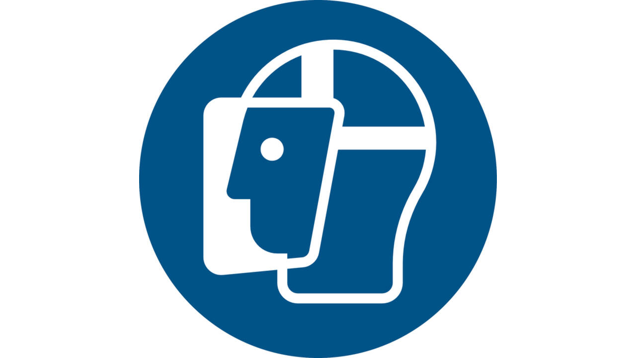 Pictogram bordje Djois Gelaatsbescherming verplicht Ø 200mm Blauw