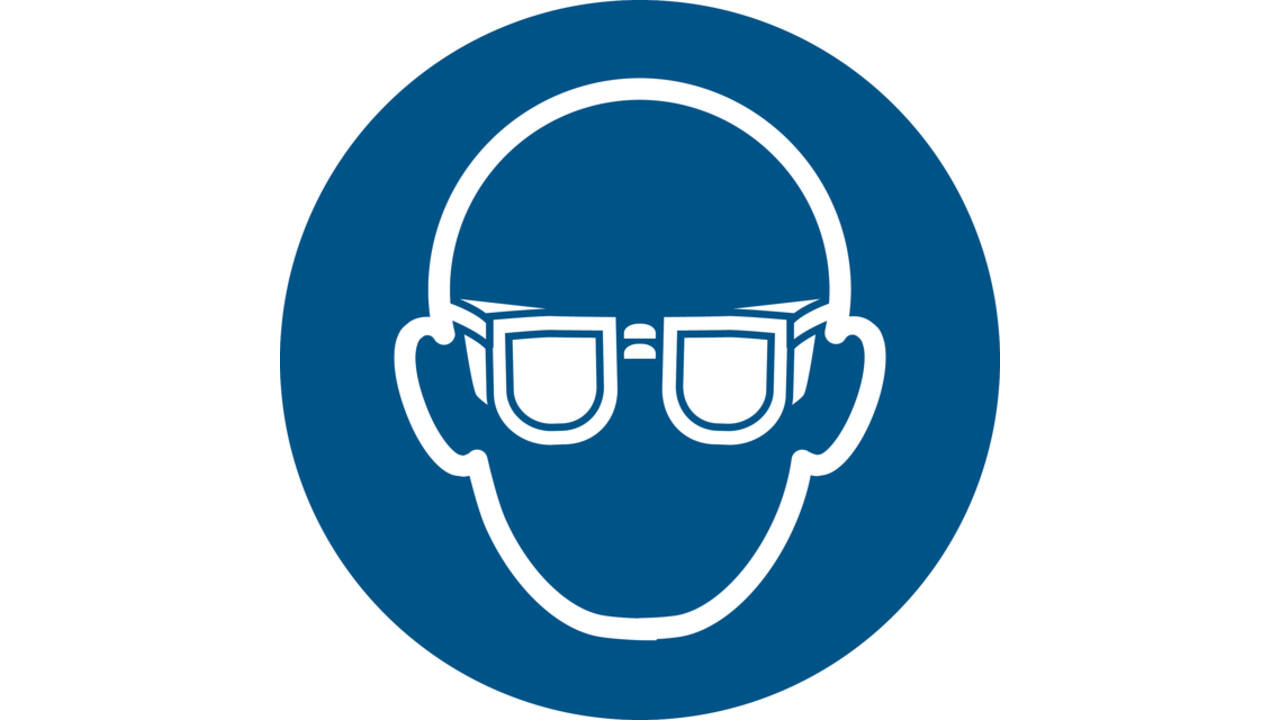 Pictogram bordje Djois Oogbescherming verplicht Ø200mm blauw