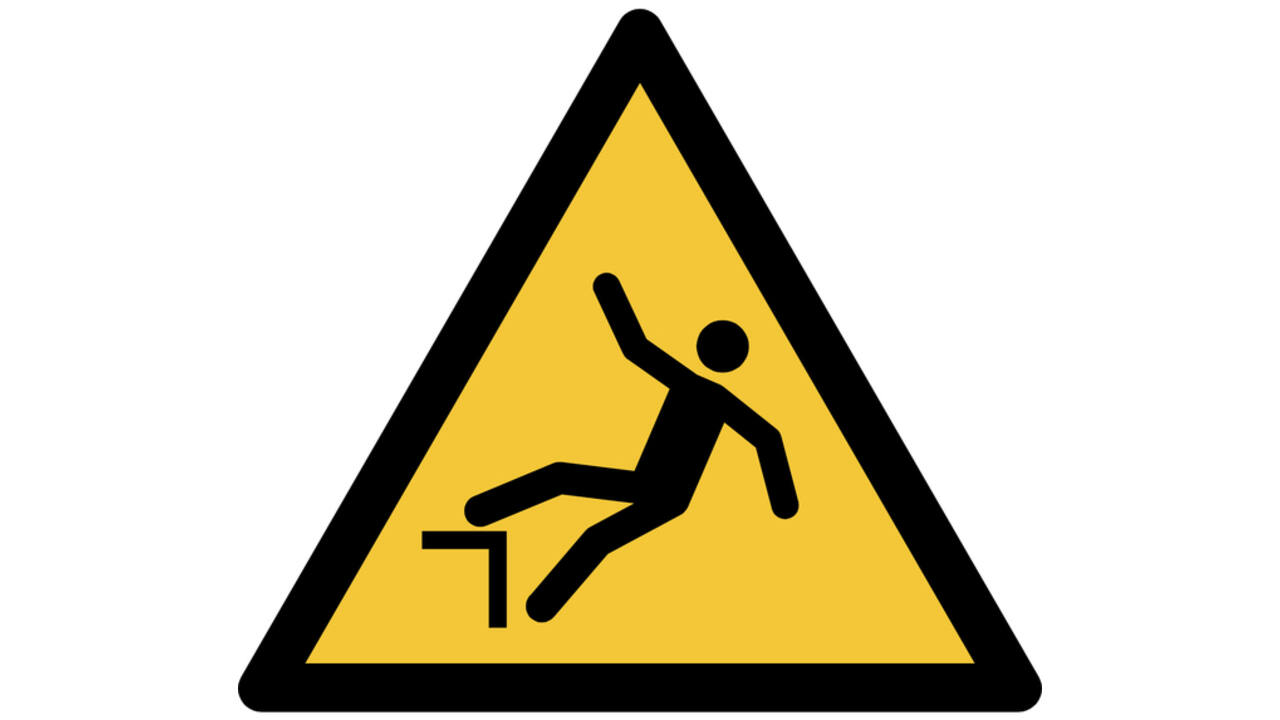 Pictogram bordje Djois Waarschuwing: valgevaar 200 x 176 mm Geel