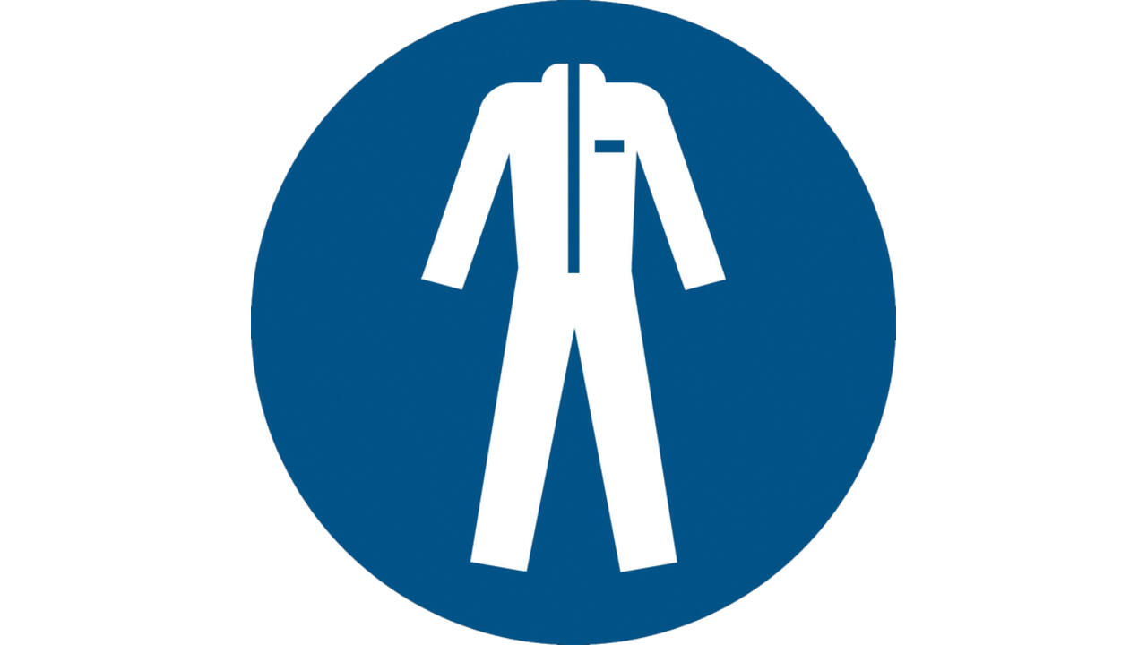 Pictogram bordje Djois Beschermende werkkleding verplicht Ø 200mm Blauw