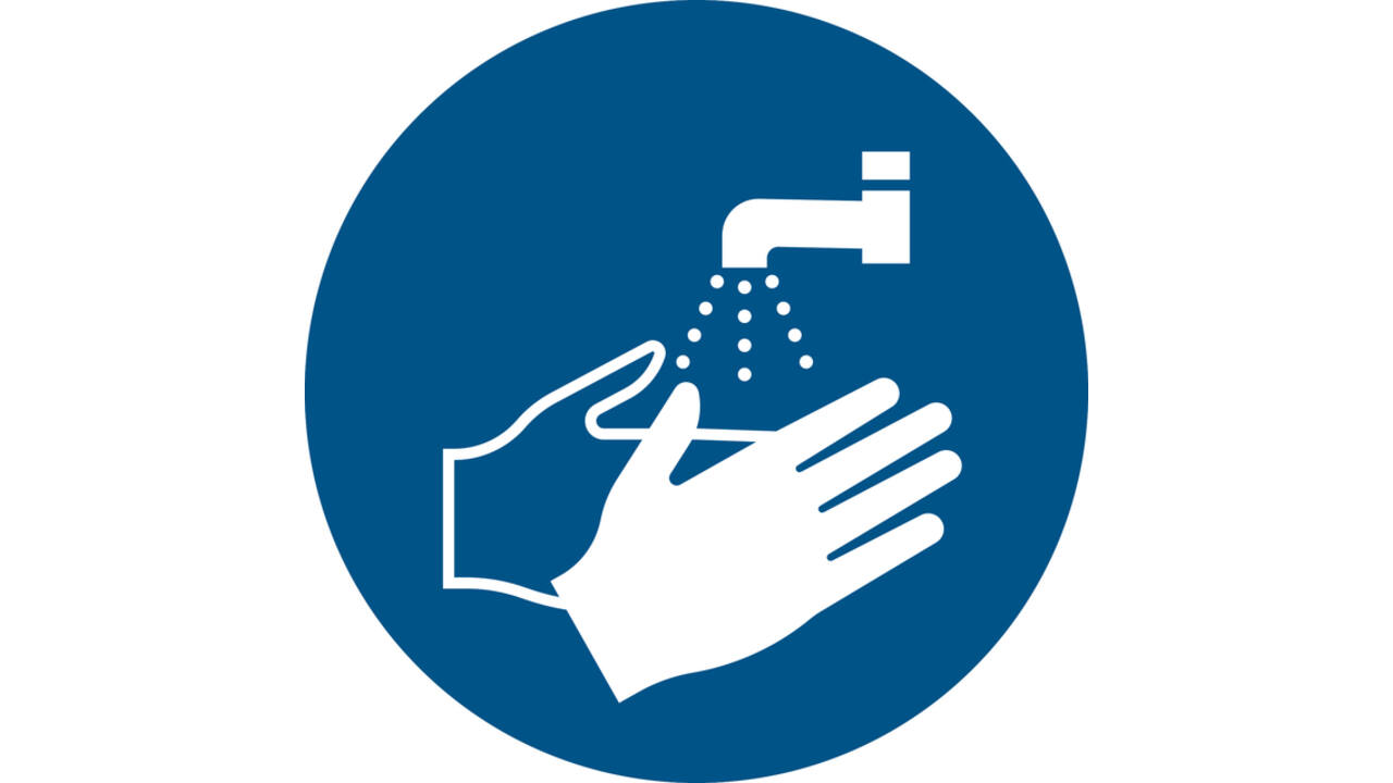 Pictogram bordje Djois Handen wassen verplicht Ø 200mm Blauw