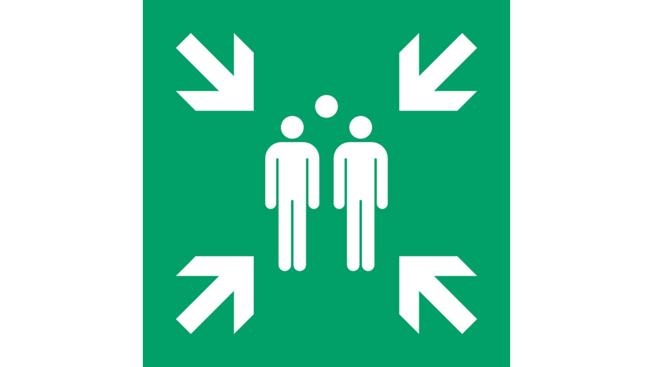 Pictogram bordje Djois Verzamelplaats 200x200mm groen