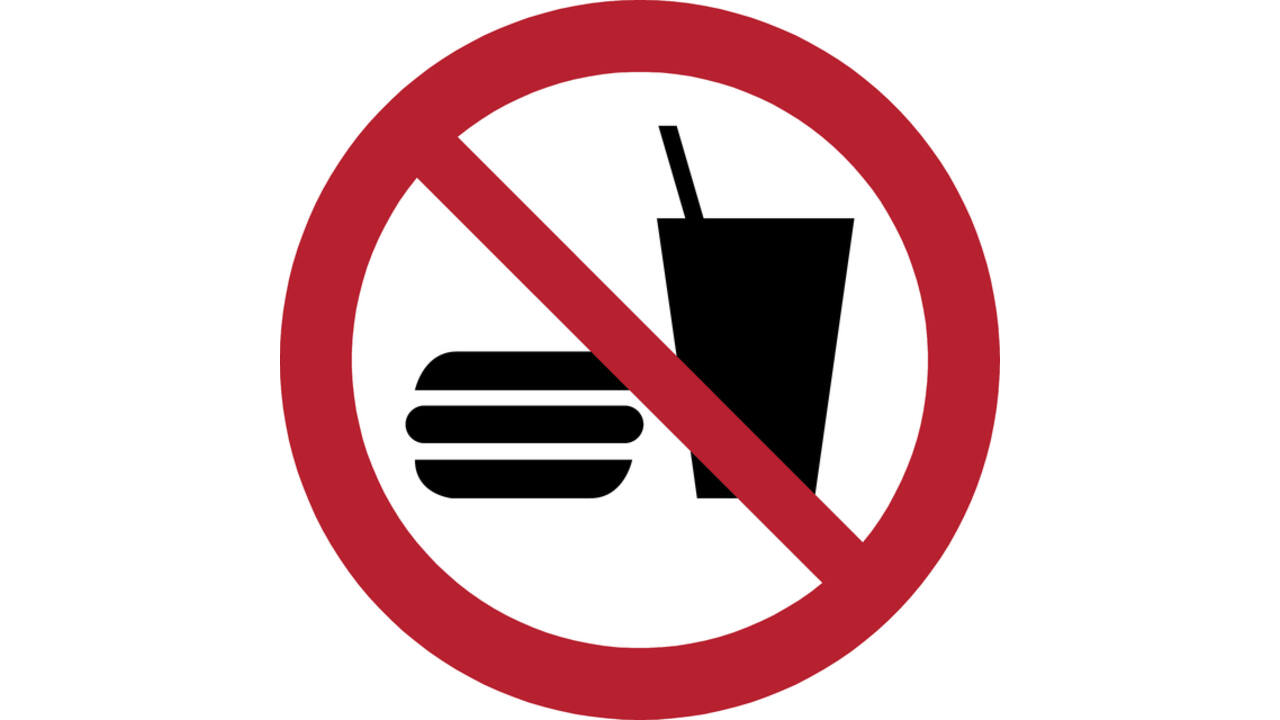 Pictogram bordje Djois Eten en drinken niet toegestaan Ø 200mm Rood