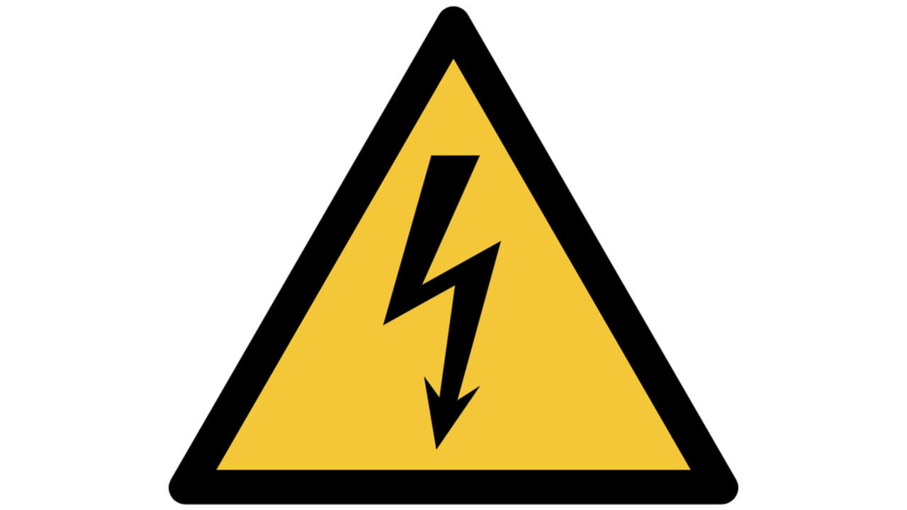 Pictogram bordje Djois Waarschuwing: elektrische spanning geel