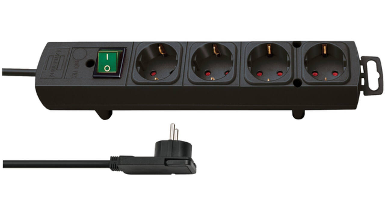 Stekkerdoos Brennenstuhl Comfort Plus 4 voudig inclusief platte stekker 2 meter zwart