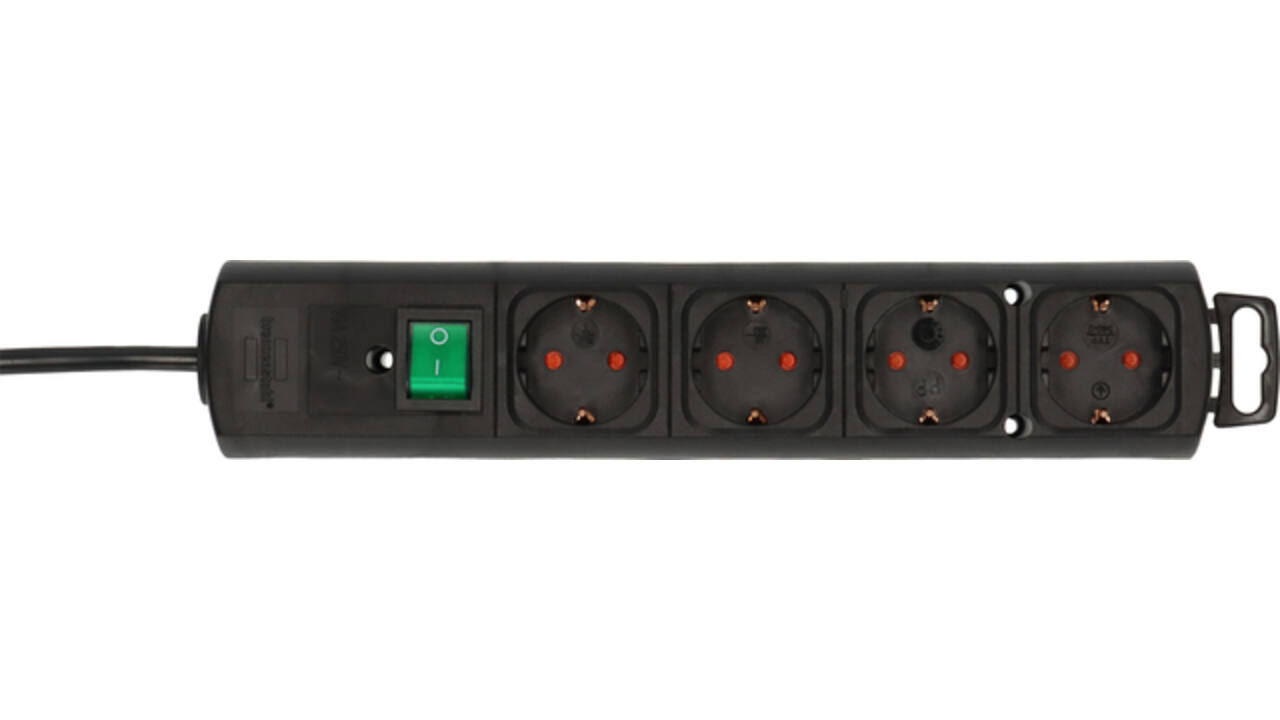Stekkerdoos Brennenstuhl Comfort Plus 4 voudig inclusief platte stekker 2 meter zwart