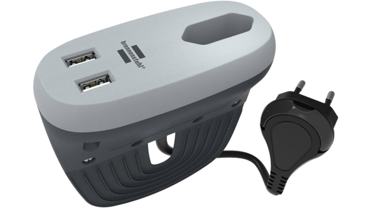 Laadstation Brennenstuhl Sofa 1 eurosocket 2 USB zwart/grijs