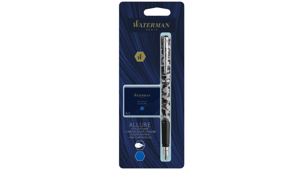 Vulpen Waterman Allure camouflage fijn + inktpatronen blauw